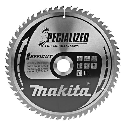 Makita Zaagblad Efficut 260X30X2,15 60T 10G - B-67234