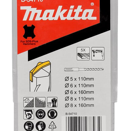 Makita Borenset SDS+ 5-Delig            5/6/8X110mm + 6/8X160mm - B-54710