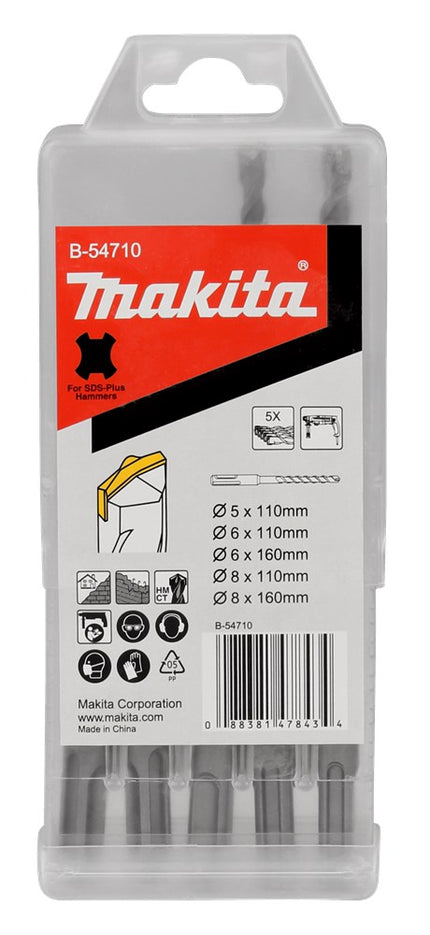 Makita Borenset SDS+ 5-Delig            5/6/8X110mm + 6/8X160mm - B-54710