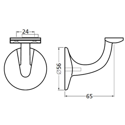 Hermeta Leuninghouder 65mm - Vlak zadel M8 Nieuw zilver