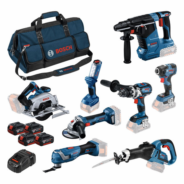 Bosch Blauw 8 Toolkit 18V | Combiset 4x 5.0Ah + lader | In tas - 0615A5004A