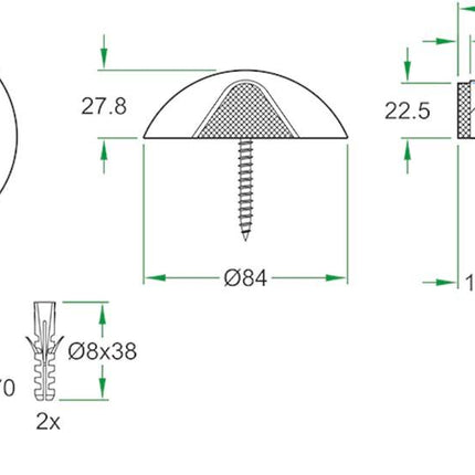 Oxloc Deurstopper RVS 84x27mm