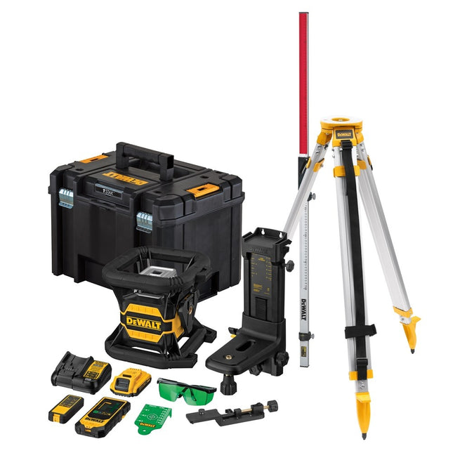 DeWalt DCE080D1GS-SET 18V Tool Connect Roterende Laser Groen + Statief + Meetlat