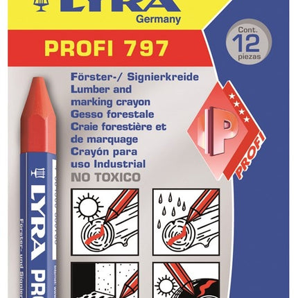 LYRA Merkkrijt Profi 797 Rood 12St - 4870017