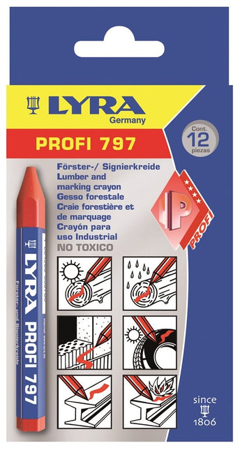 LYRA Merkkrijt Profi 797 Rood 12St - 4870017