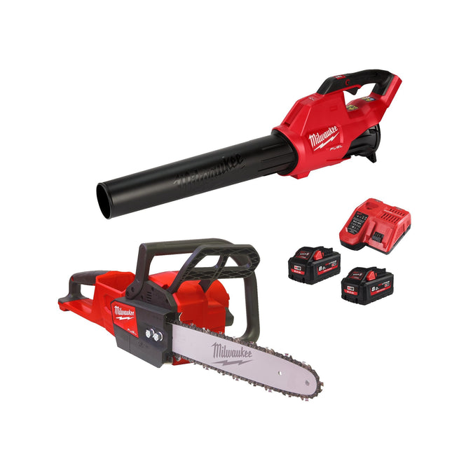 Milwaukee M18 FPP2OP2-802 Combiset met M18 FCHS Kettingzaag en M18 FBL Bladblazer - 18V 8,0Ah Li-Ion - 4933492817