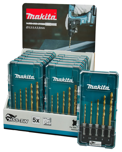 Makita SDS-Plus Metaalboorset HSS-TiN 5-Delig - E-15132-12