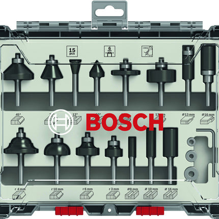 Bosch 15-Delige Gemengde Freesset 6mm - 2607017471