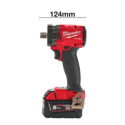 Milwaukee M18 FIW2P12-502X Compacte 1/2" Slagmoersleutel met Verende Borgpen - 5Ah 18V