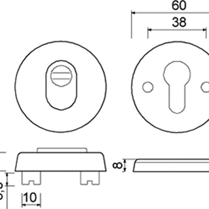 Oxloc Rozet rvs met kerntrekbeveiliging - Buitenrozet 15mm