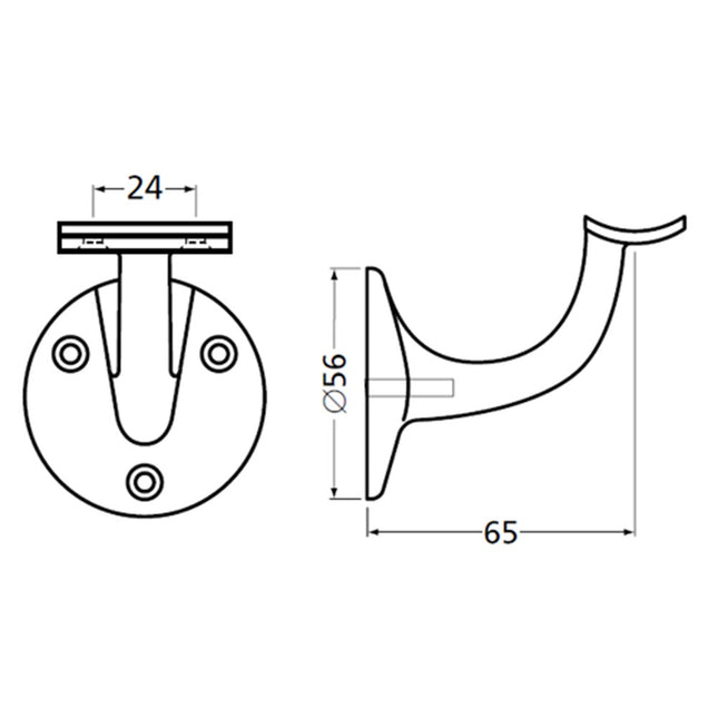 Hermeta Leuninghouder 65mm - Rond zadel zilver