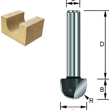 ENT Holprofielfrees HM R5 kolf 8mm - 7912284