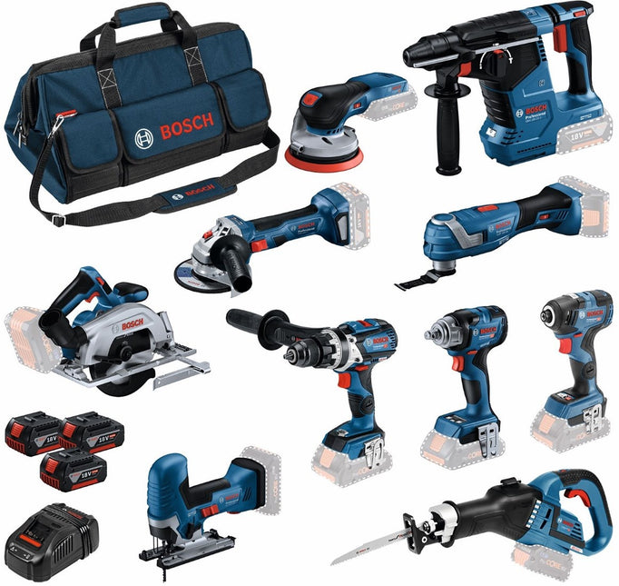 Bosch Blauw 10 Toolkit 18V | Combiset 3 x 5.0Ah + lader | In tas - 0615A5004G