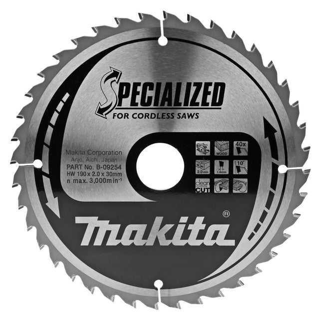 Makita Zaagblad Hout 190X30X2,0 40T 10G - B-09254