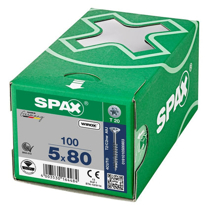 SPAX Spaanplaatschroef WIROX 5x80mm T20 100st - 0191010500803