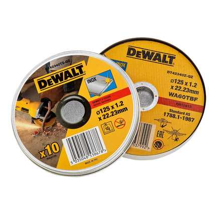 DeWalt Doorslijpschijf INOX 125x1x22,2mm 10st in blik - DT42340TZ-QZ