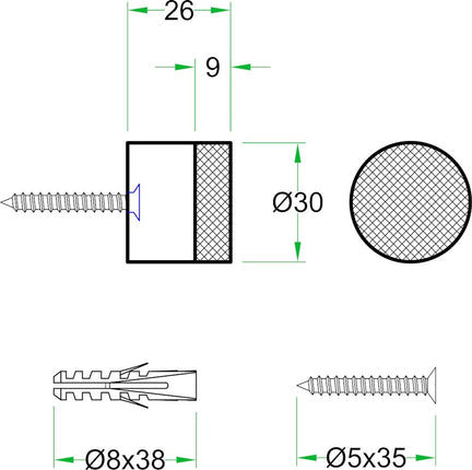 Oxloc Deurstopper RVS Zwart 30X26mm Wand - 1219645