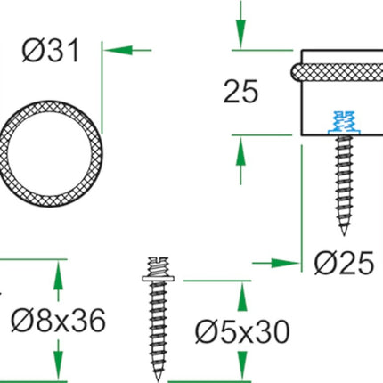 Oxloc Deurstopper RVS Mat 25X23mm