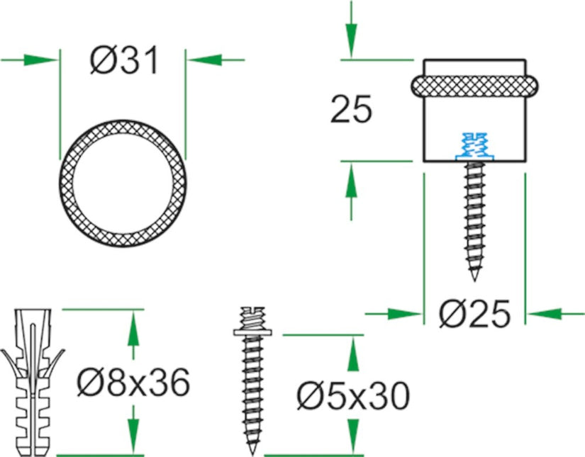 Oxloc Deurstopper RVS Mat 25X23mm