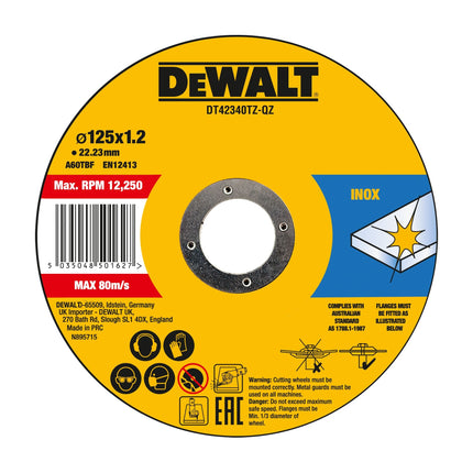 DeWalt Doorslijpschijf INOX 125x1x22,2mm 10st in blik - DT42340TZ-QZ