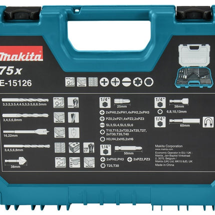 Makita Boor-/schrbitset 75-delig - E-15126