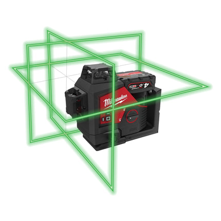 Milwaukee M12 3PLKIT-401P 3D Laser met 3 Groene 360° Lasercirkels - 1x4Ah 12V