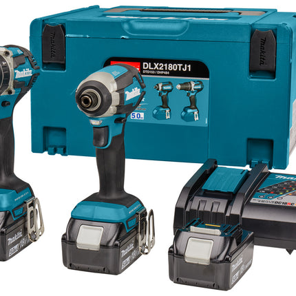 Makita DLX2180TJ1 18V Combiset voor allround (klop)boor- en (slag)schroefklussen