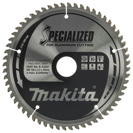 Makita Zaagb Alu 190X30X2,4 60T 0G - B-33261