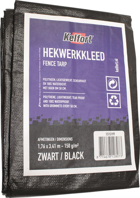 Kelfort Bouwhekzeil Zwart 1.76*3.46M - 150g/m2 - 1515199