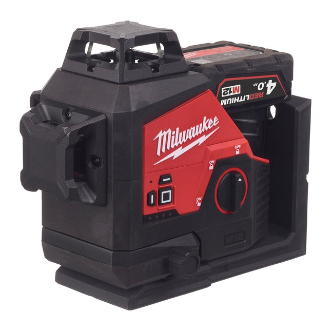 Milwaukee M12 3PL-401C 3D Laser met 3 Groene 360° Laser Cirkels - 1x4Ah 12V