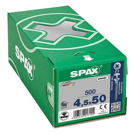 SPAX Spaanplaatschroef WIROX 4.5x50mm Z2 500st - 0271010450505