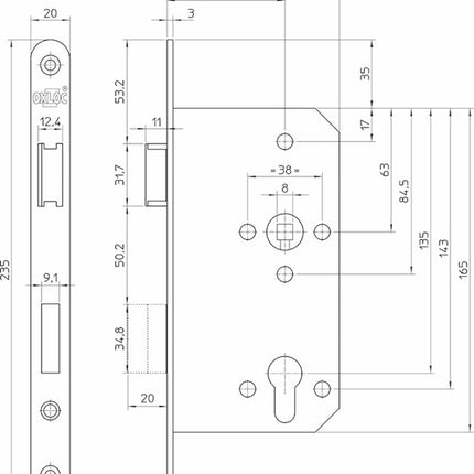 Oxloc Cilinderslot D/N  RVS PC72 - Ronde Voorplaat - 1217602