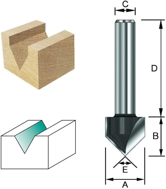 ENT V-groeffrees HM 60 graden A 12.7mm Kolf 8mm - 7912040