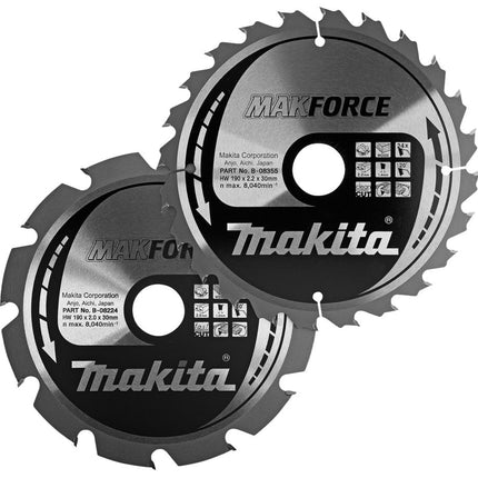 Makita Twinpack Zaagblad 190mm 12/24T - B-49367