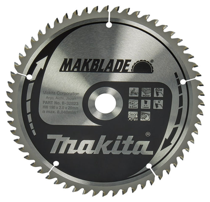 Makita Zaagblad Hout 190x20x2.0 60T 5G - B-32823