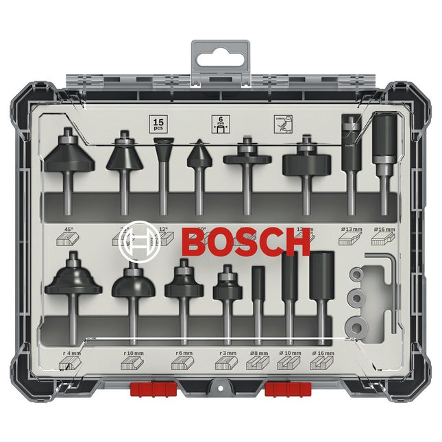 Bosch 15-Delige Gemengde Freesset 6mm - 2607017471