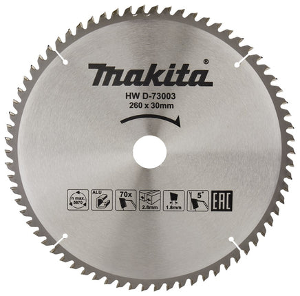 Makita Zaagb alu 260x30 70T 5G - D-73003