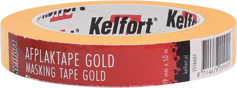 Kelfort Afplaktape gold 19mm 50m