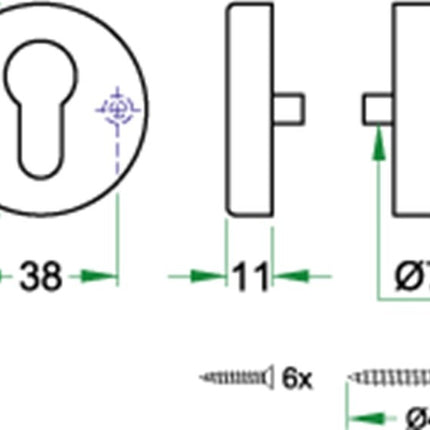 Oxloc Rozet Profielcilindergat Stalen Onderconstructie - 1220948