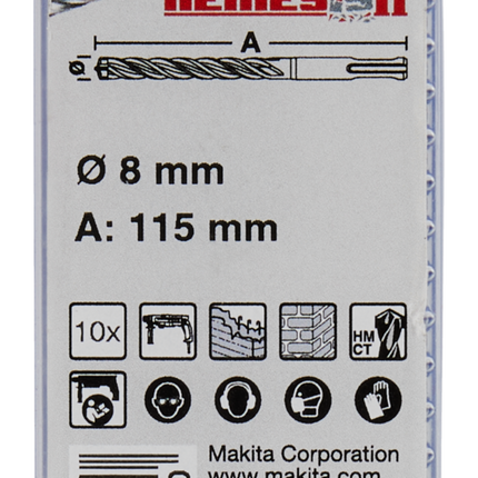 Makita P4S: SDS-PLUS Betonboor 8x115mm 10st - B-63367