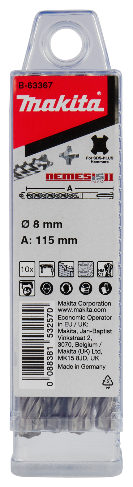 Makita P4S: SDS-PLUS Betonboor 8x115mm 10st - B-63367