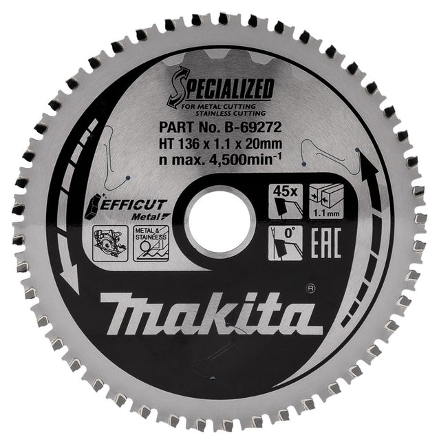 Makita Zaagblad RVS  Efficut 136X20X1,1 45T 0G - B-69272