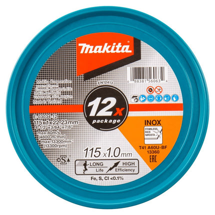 Makita Doorslijps. 115X1.0mm RVS 12st - E-03034-12