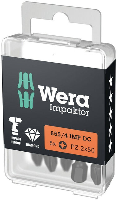 Wera 855/4 IMP DC Impaktor Bit PZ 3x50mm 5-delig - 05057662001