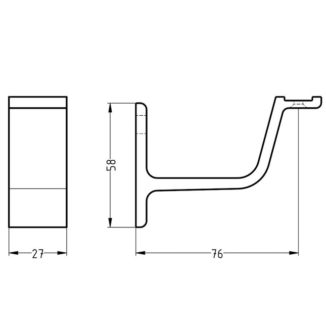 Hermeta Leuninghouder 76mm - Vlak Zadel - Stok M8 - Mat Zwart - 3551-01