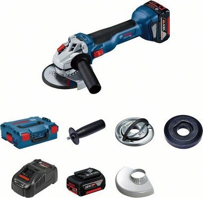 Bosch GWS 18V-10 Accu Haakse Slijpmachine 18V met 2 x accu GBA 4.0Ah in L-Boxx - 06019J4007