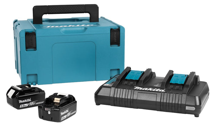 Makita 18V Combiset 1x DC18RD lader en 2x BL1850B accu's 18V