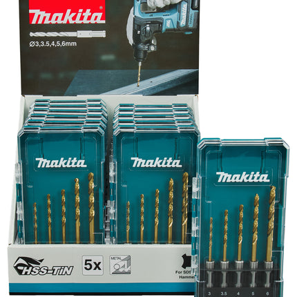 Makita SDS-Plus Metaalboorset HSS-TiN 5-Delig - E-15132-12