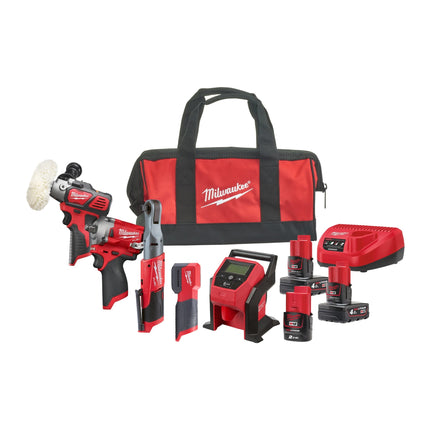 Milwaukee M12 FPP5A-423B Powerpack met 5 machines - 12V 2x4.0/1x2.0Ah - in tas - 4933492514