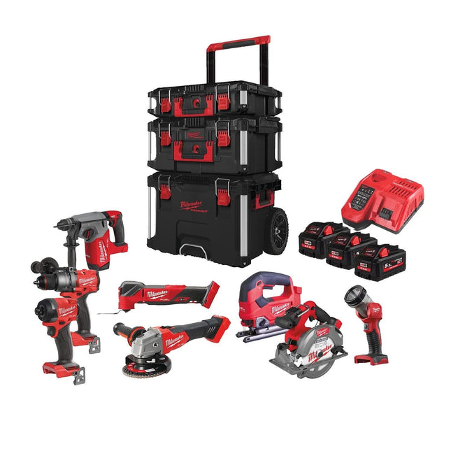 Milwaukee M18 FPP8E-553P Accu Powerpack 8-delig 18V 5.5Ah in PACKOUT™ Trolley